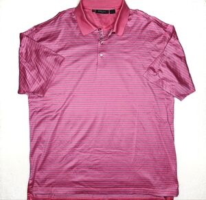Bobby Jones Polo Pink Blue Pinstripe Mens XL